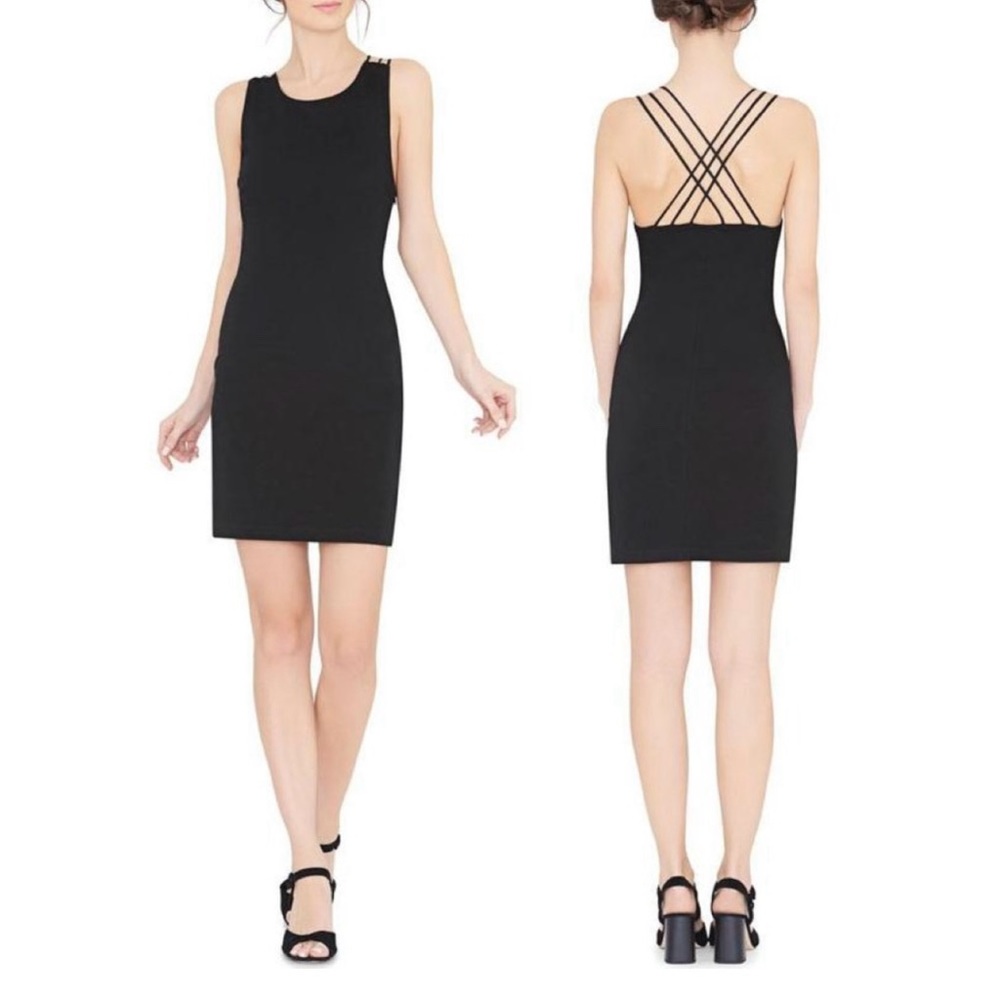 Alice + Olivia Black Kell Crossback Strappy Sleeveless Mini LBD Dress - Size 2